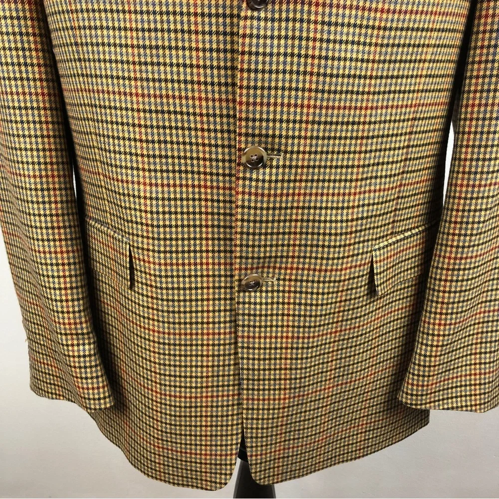 Hart Schaffner Marx Gold Trumpeter Blazer Sz 41L Loro Piana Houndstooth Cashmere - Picture 3 of 13